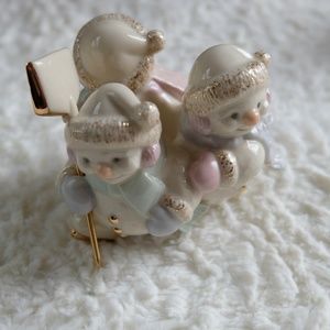 Lenox 3 Snowmen⛄️Skating by Candlelight w/ Shovel